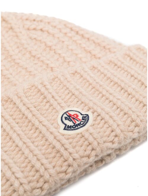 Moncler logo-patch cashmere beanie