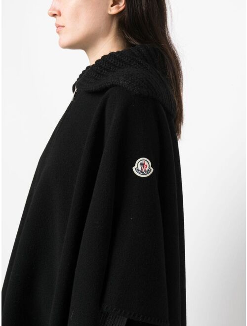 Moncler logo-patch wool cape