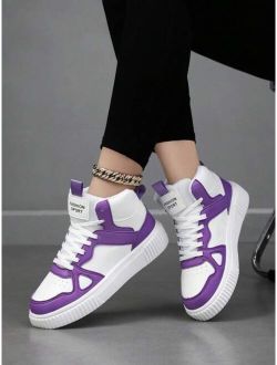 Aitongnice Women's White High-top Sneakers, Comfortable Breathable With Lace-up Design