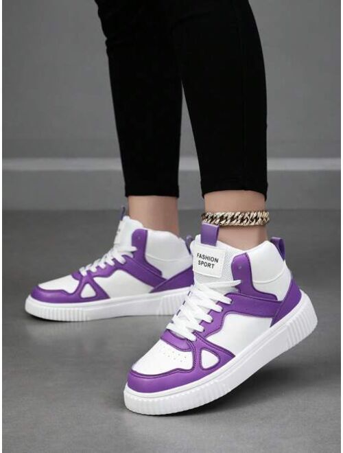 Aitongnice Women's White High-top Sneakers, Comfortable Breathable With Lace-up Design