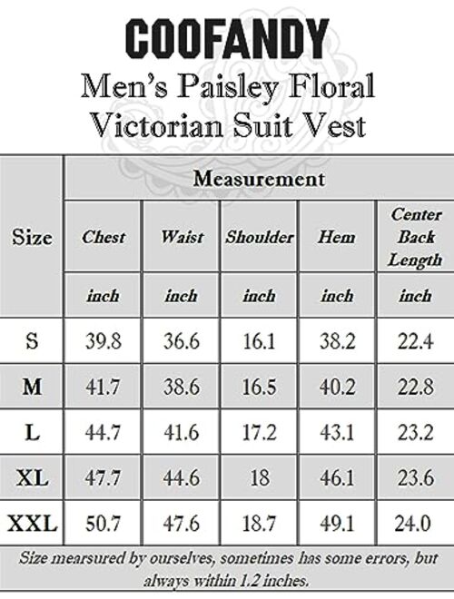 COOFANDY Mens Suit Vest Paisley Floral Victorian Vests Gothic Steampunk Formal Waistcoat Tuxedo Vests with Notched Lapels