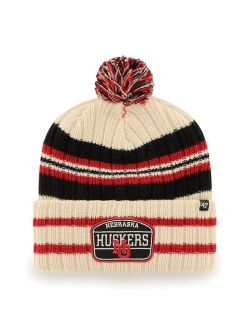 '47 BRAND Men's Natural Nebraska Huskers Hone Patch Cuffed Knit Hat with Pom