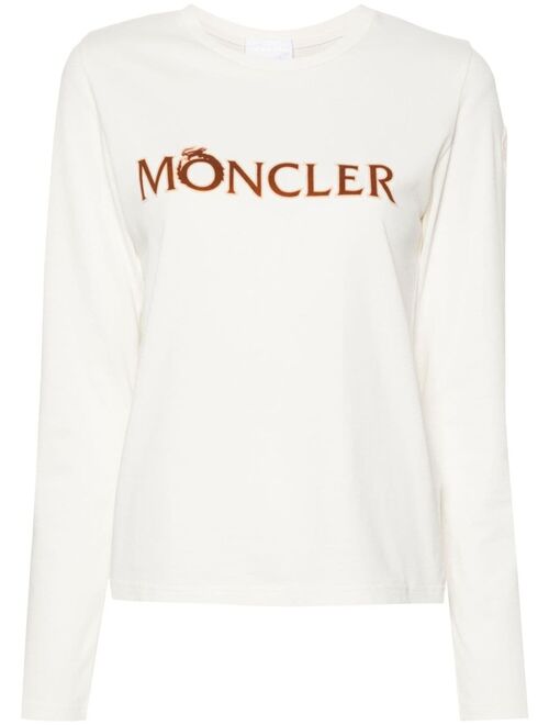 Moncler flocked-logo long-sleeve T-shirt