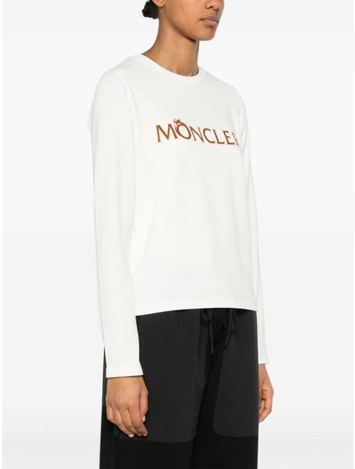 Moncler flocked-logo long-sleeve T-shirt