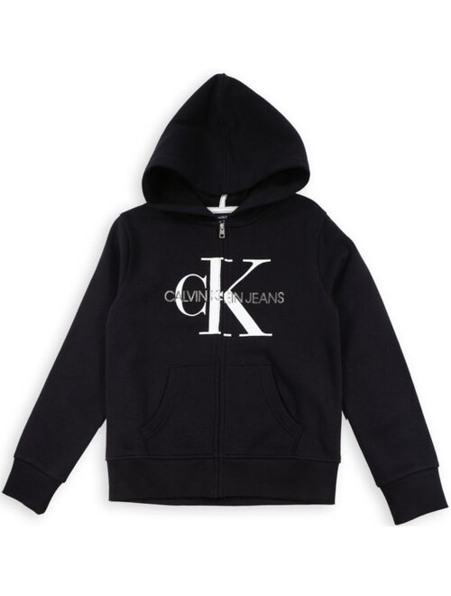 CALVIN KLEIN Big Girls Monogram Logo Fleece Hoodie