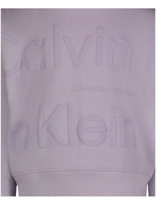 CALVIN KLEIN PERFORMANCE Big Girls Tonal Logo Fleece Crewneck Sweatshirt
