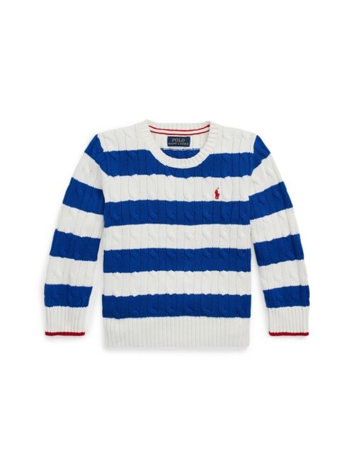 POLO RALPH LAUREN Toddler and Little Boys Striped Cable-Knit Cotton Sweater
