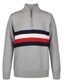 Big Boys Signature Stripe Long Sleeve Quarter Zip Sweater