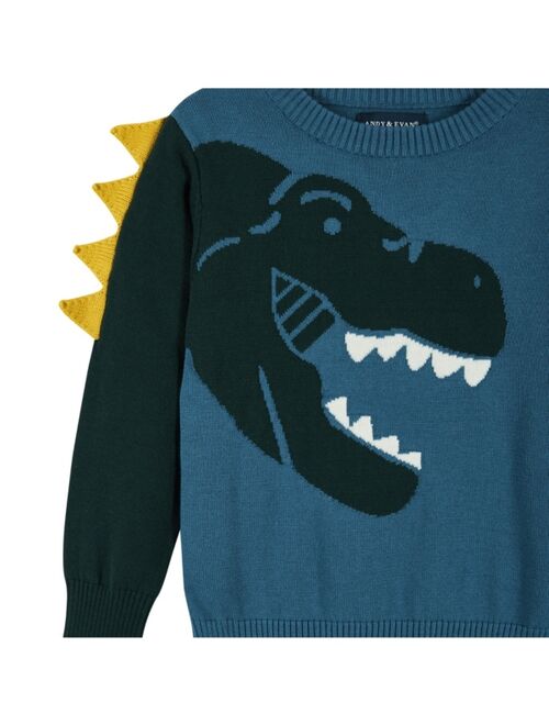ANDY & EVAN Toddler/Child Boys T-Rex Character Sweater