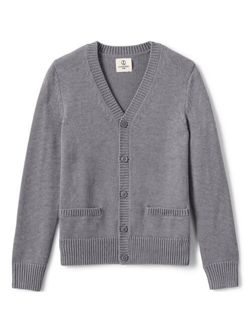 LANDS' END School Uniform Boys Cotton Modal Button Front Cardigan Sweater