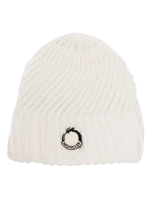 Moncler logo-patch ribbed beanie