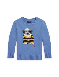 Toddler and Little Boys Dog-Intarsia Cotton Sweater