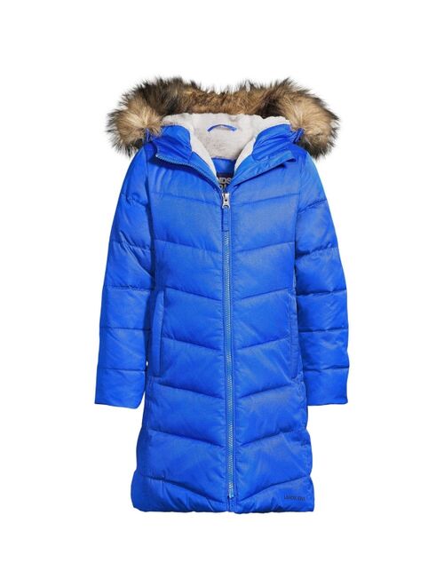 LANDS' END Child Girls Winter Fleece Lined Down Alternative Thermo Plume Coat