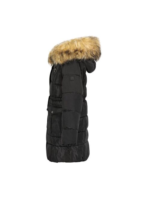 STEVE MADDEN Girl's Faux Fur Trim Warm Winter Parka Coat with Cinch Waist, Kids
