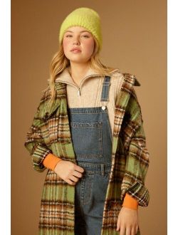 Plaid Buttoned Duster Jacket Sage/Multi