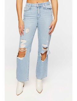 Recycled Cotton Distressed 90s Fit Jeans Light Denim