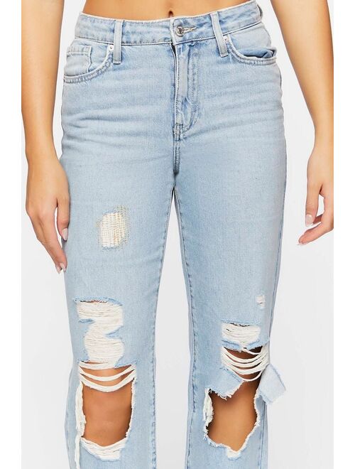 Forever 21 Recycled Cotton Distressed 90s Fit Jeans Light Denim