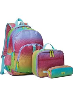 Kids Multi Compartment Backpack Bundle w/ Lunch Box & Pencil Pouch