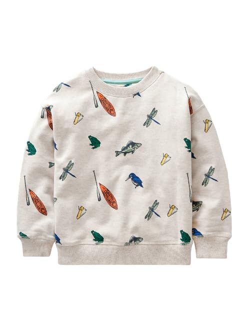 Joketiger Toddler Boys Sweatshirts Patterned Pullover Crewneck Long Sleeve Cotton Tops Shirts