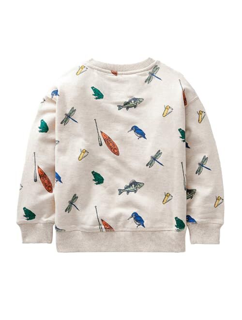 Joketiger Toddler Boys Sweatshirts Patterned Pullover Crewneck Long Sleeve Cotton Tops Shirts