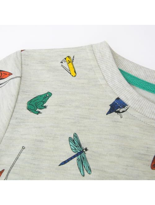 Joketiger Toddler Boys Sweatshirts Patterned Pullover Crewneck Long Sleeve Cotton Tops Shirts
