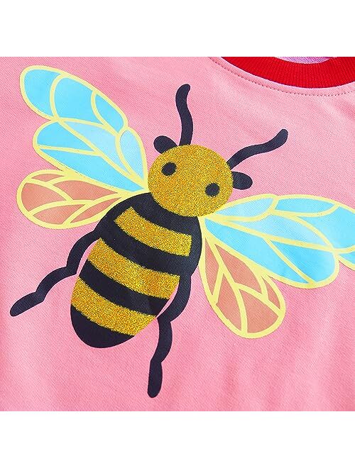 Joketiger Girls Sweatshirts Animals Embroidery Print Cotton Tops Pullover Toddler long Sleeve sweatshirt 3-9 Years
