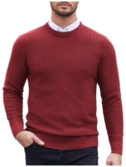 Men Dress Crewneck Sweater Pullover Knit Long Sleeve Casual Slim Fit Sweater