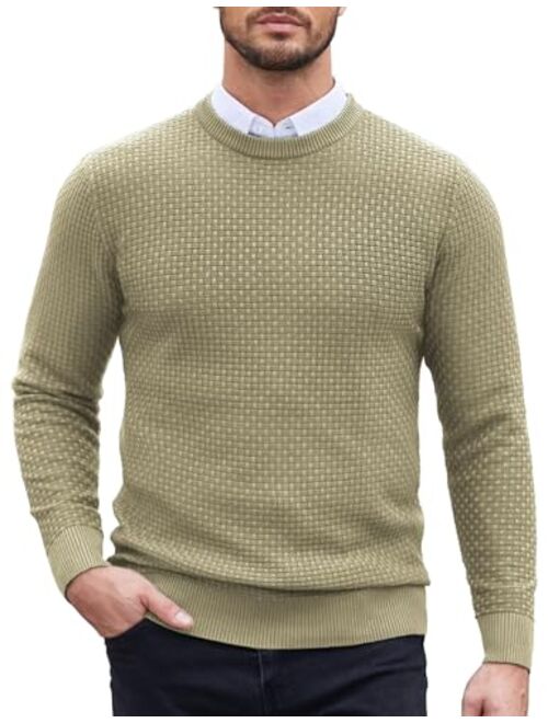 COOFANDY Men Dress Crewneck Sweater Pullover Knit Long Sleeve Casual Slim Fit Sweater