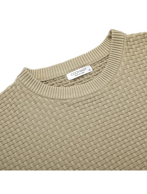 COOFANDY Men Dress Crewneck Sweater Pullover Knit Long Sleeve Casual Slim Fit Sweater