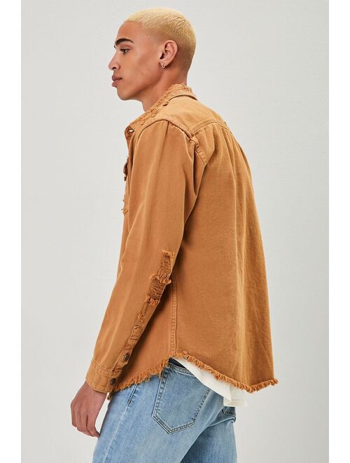 Forever 21 Distressed Button Front Jacket Gold