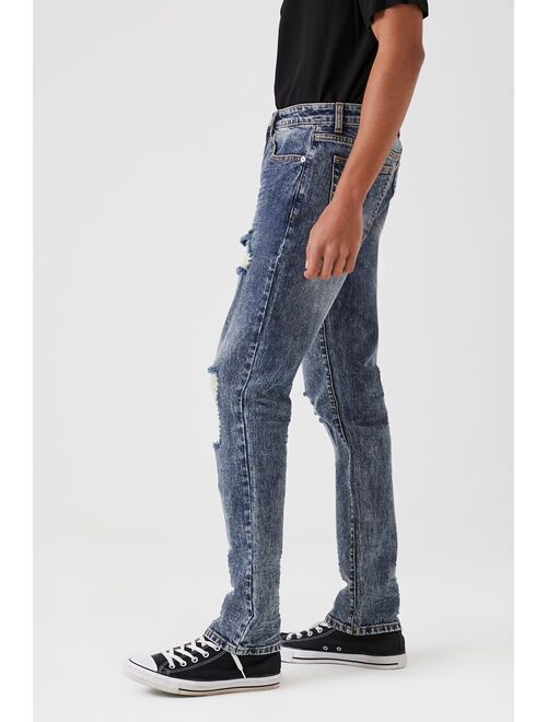 Forever 21 Distressed Slim Leg Jeans Medium Denim