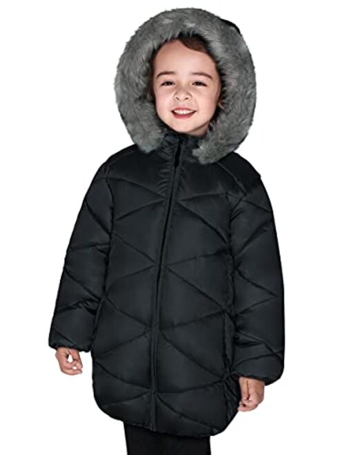 SOLOCOTE Girls Winter Coats Hooded Sherpa Lined Lightweight Jacket Thick Warm Puffy Waterproof Windproof Cotton Shiny Jackets