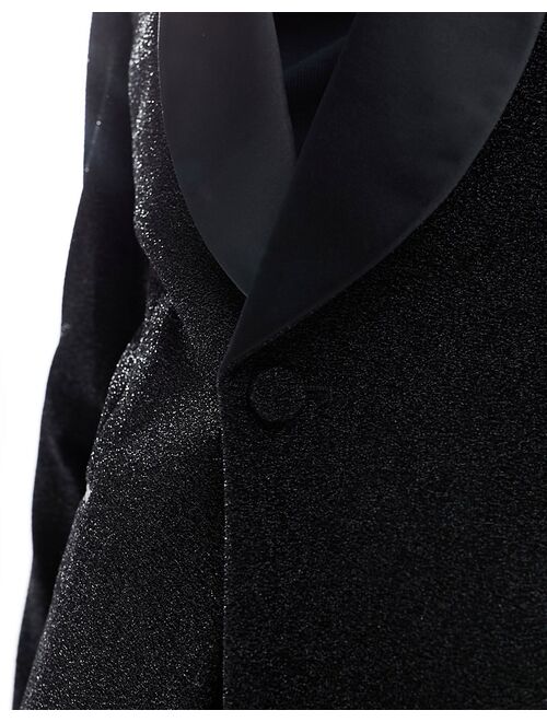 ASOS DESIGN skinny glitter blazer in black