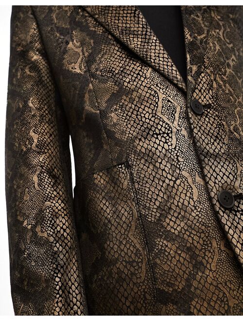 ASOS DESIGN skinny blazer in bronze snake print