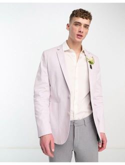 wedding skinny cotton blazer in lilac