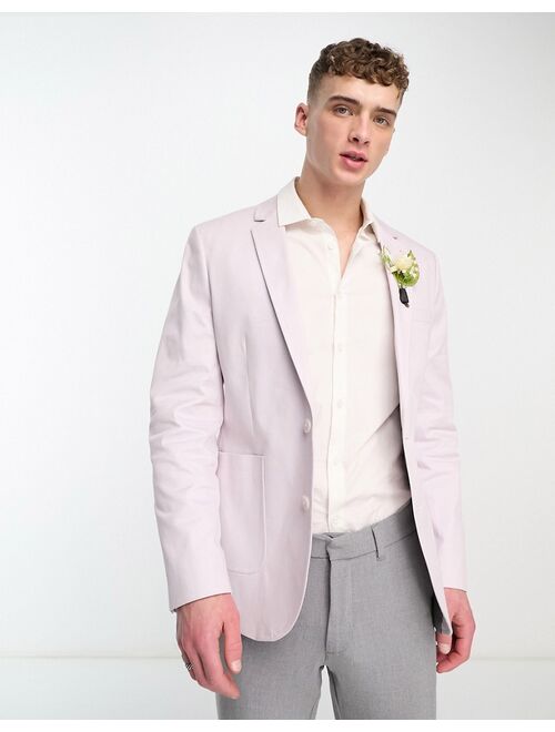 ASOS DESIGN wedding skinny cotton blazer in lilac