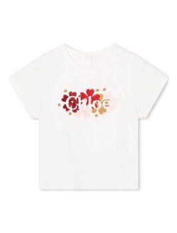 Chlo Kids embroidered-logo organic cotton T-shirt