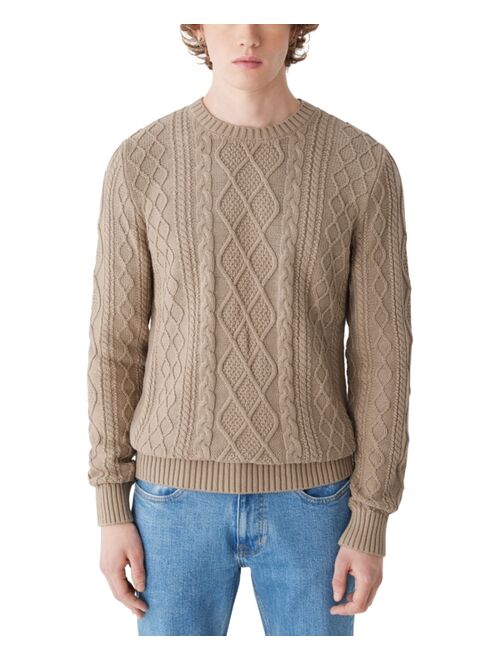 FRANK AND OAK Men's Classic-Fit Cable-Knit Crewneck Sweater