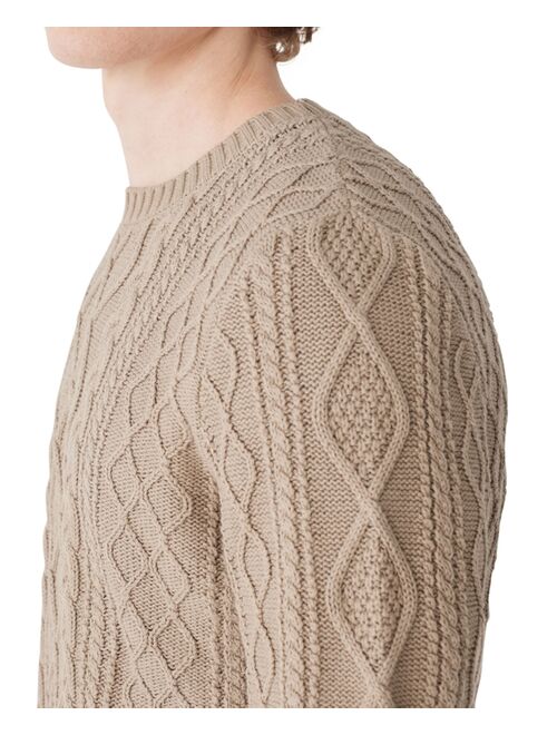 FRANK AND OAK Men's Classic-Fit Cable-Knit Crewneck Sweater