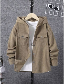 Tween Boy Flap Pocket Hooded Shirt Without Tee