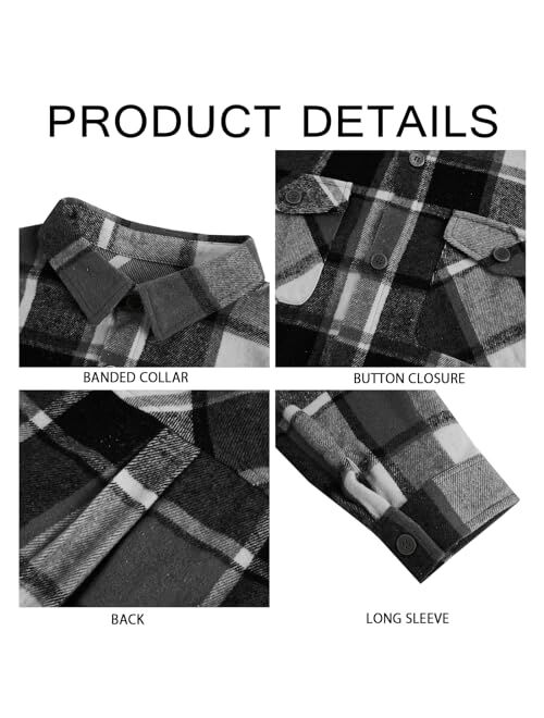 Gafeng Mens Long Sleeve Flannel Shirt Casual Regular Fit Button Down Plaid Shirts with Pockets