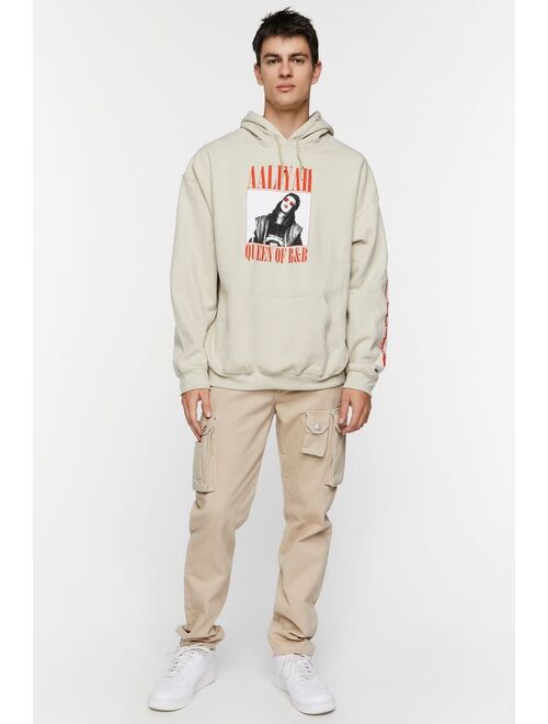 Forever 21 Aaliyah Graphic Drawstring Hoodie Sand/Red
