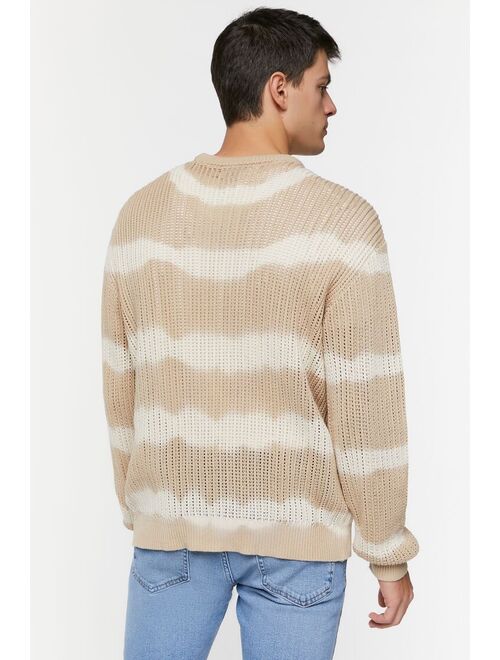 Forever 21 Tie Dye Striped Sweater Taupe/Cream