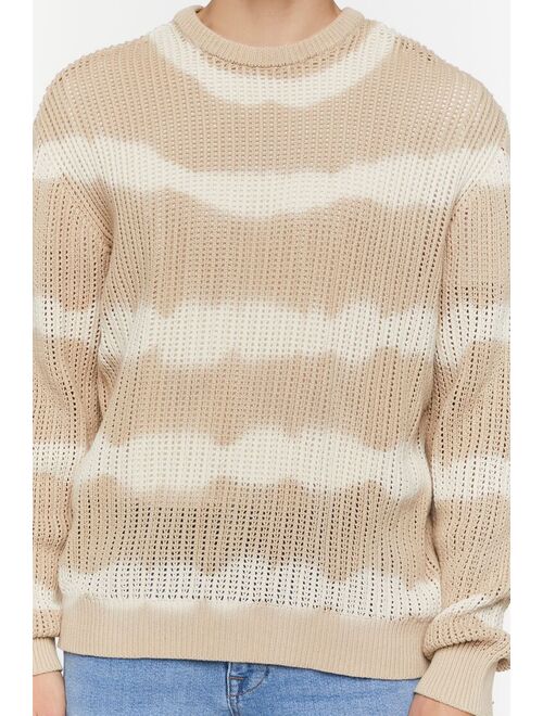 Forever 21 Tie Dye Striped Sweater Taupe/Cream