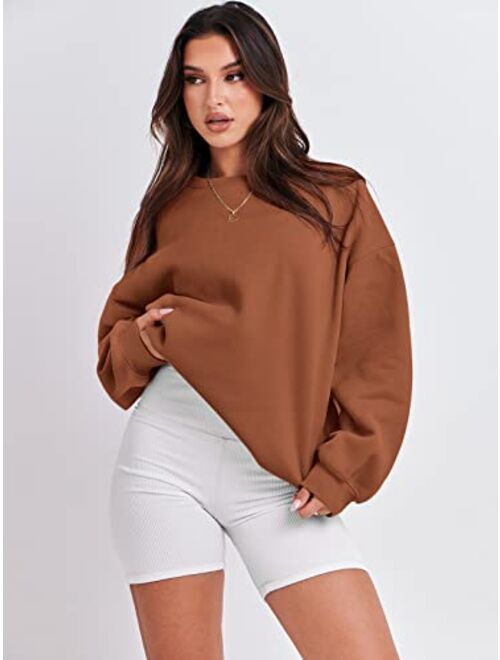 ANRABESS Oversized Sweatshirt for Women Fleece Long Sleeve Crewneck Casual Pullover Top Fall 2023 Trendy Clothes