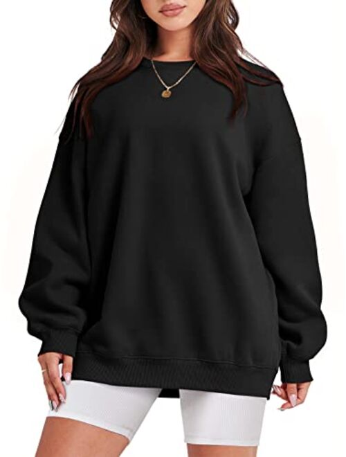 ANRABESS Oversized Sweatshirt for Women Fleece Long Sleeve Crewneck Casual Pullover Top Fall 2023 Trendy Clothes