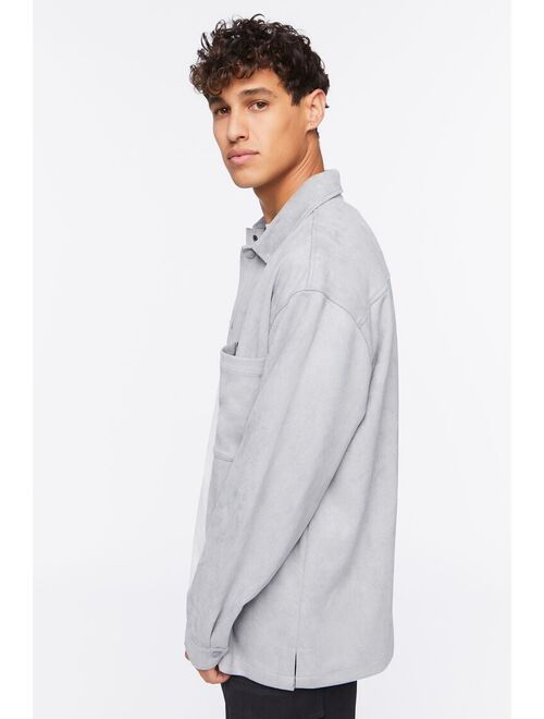 Forever 21 Faux Suede Pocket Shirt Grey