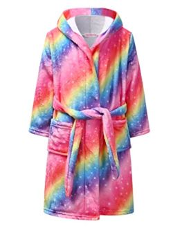 CHILDRENSTAR Girls Robe Kids Bathrobes Plush Soft Fleece Pajamas Sleepwear