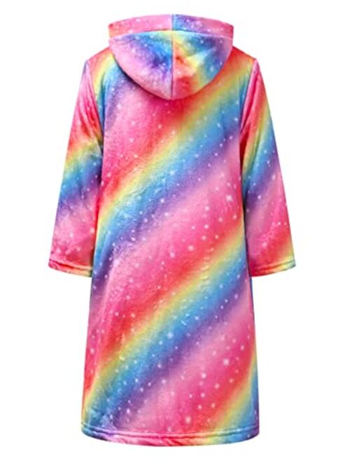CHILDRENSTAR Girls Robe Kids Bathrobes Plush Soft Fleece Pajamas Sleepwear