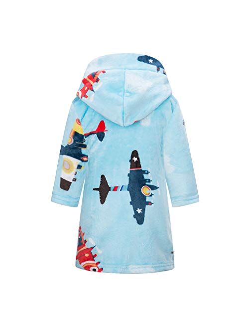 DELEY Children's Bathrobe Boys Girls Hoodie Robes Toddler Soft Pajamas Sleepwear